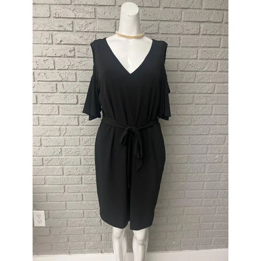 Calvin Klein Women Black Cold Shoulder Mini Dress Size 10